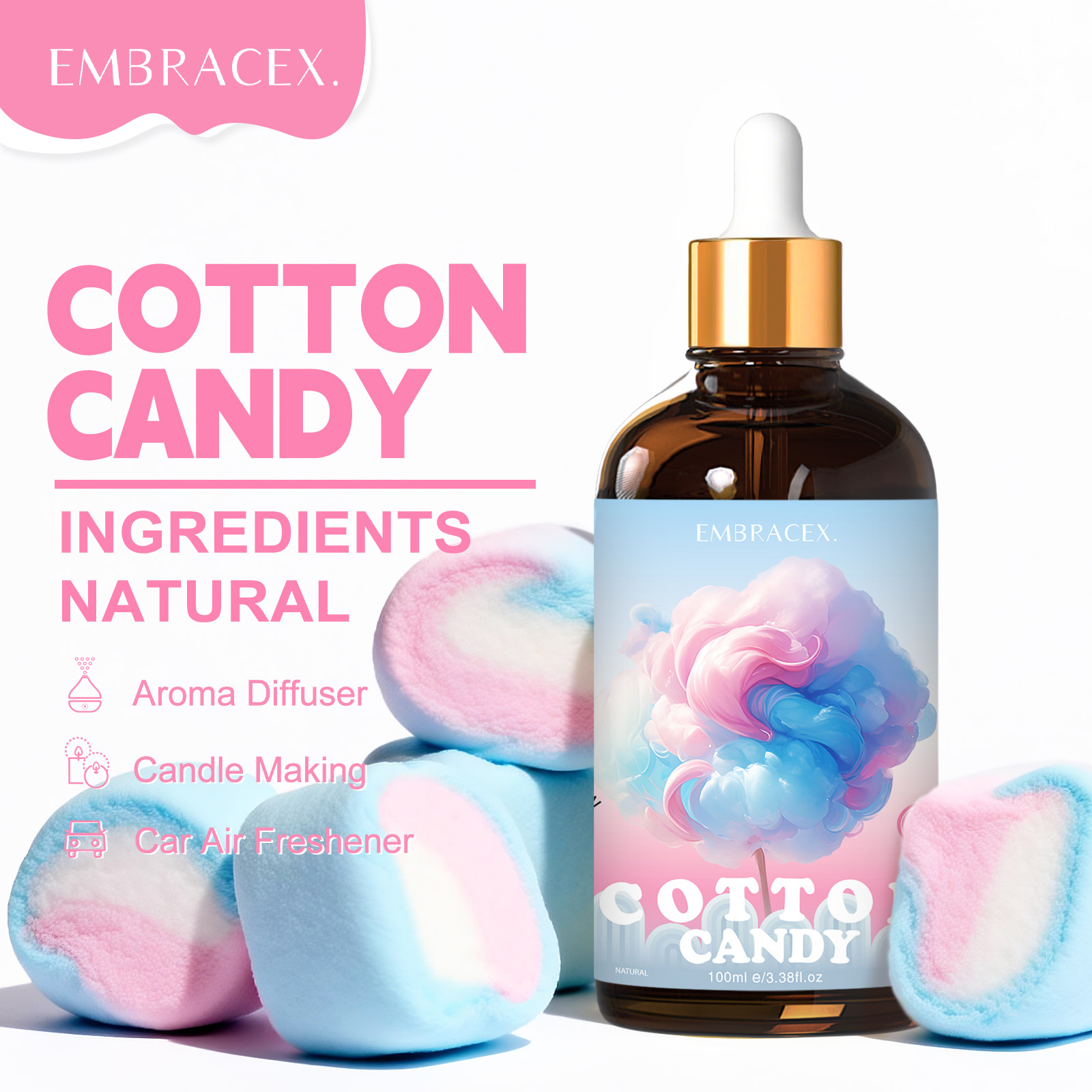 Home Fragrance Gift - Óleos Aromáticos de Algodão Doce 100ml