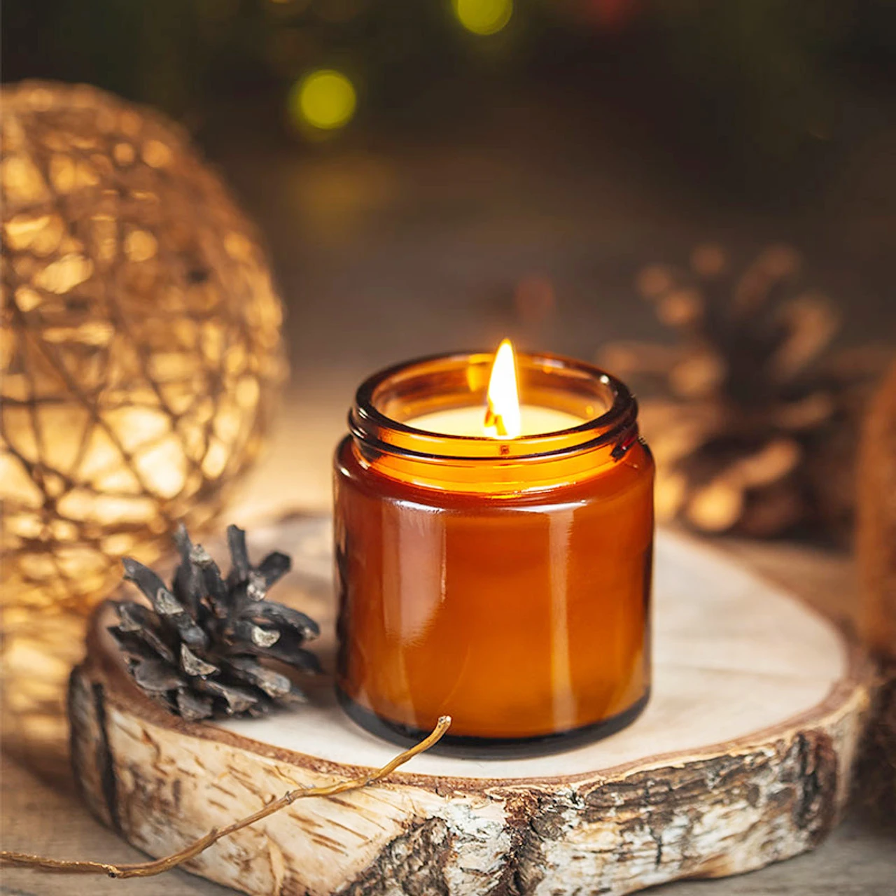 Amber Jar Candle - Frascos de Vidro para Velas, Frascos