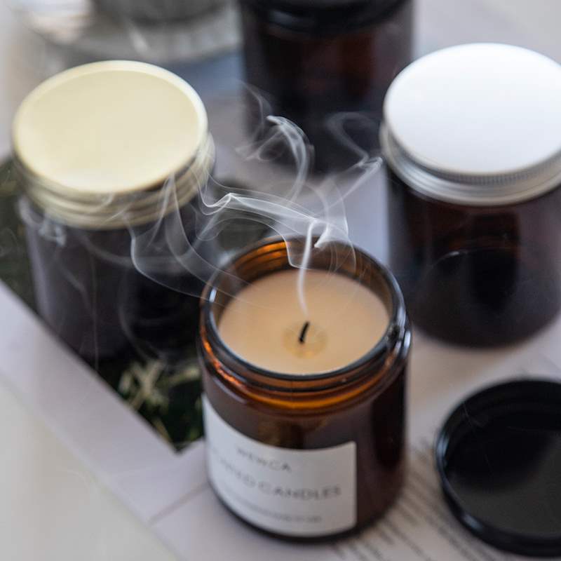 Amber Jar Candle - Frascos de vela de vidro âmbar