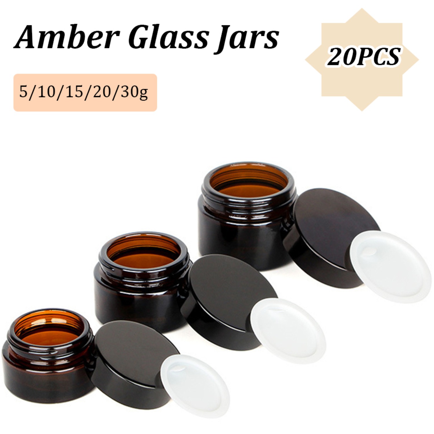 Amber Jar Candle - Frascos pequenos de vidro âmbar com