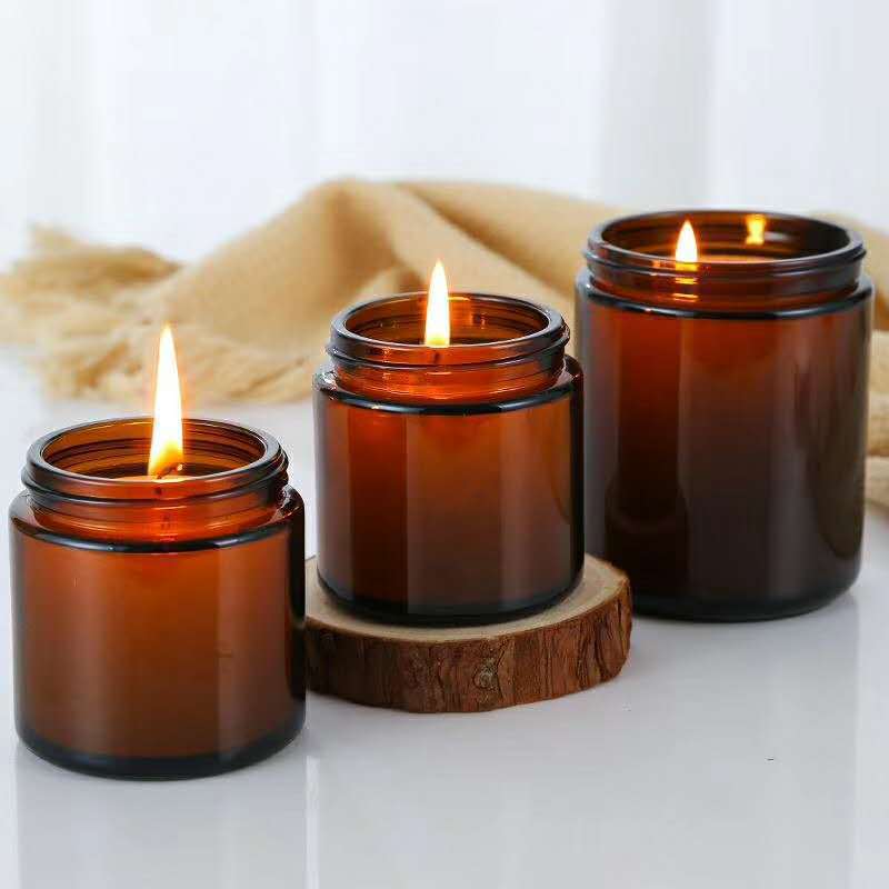 Amber Jar Candle - Frascos de vela de vidro âmbar,