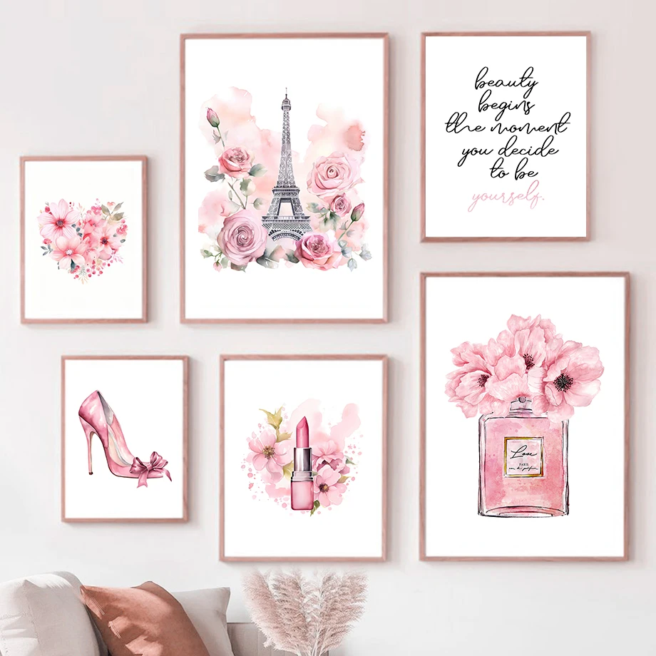 Paris moda arte cartaz rosa to - Home Fragrance Room Spray avaliação e preço