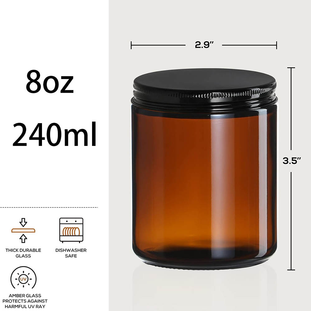 Frascos de Vidro Âmbar de 8oz  - Amber Jar Candle avaliação e preço